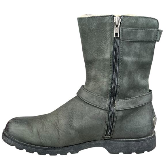 UGG Women’s Grandle Green Leather Shearling Lined Winter Boot Size US 8 - Picture 2 of 11